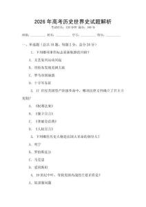 2026年高考历史世界史试题解析