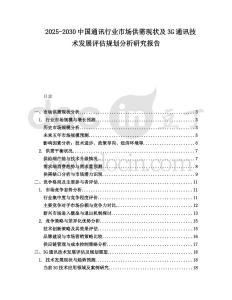 2025-2030中國(guó)通訊行業(yè)市場(chǎng)供需現(xiàn)狀及3G通訊技術(shù)發(fā)展評(píng)估規(guī)劃分析研究報(bào)告