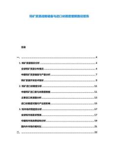 钨矿资源战略储备与进口依赖度缓解路径报告