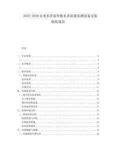2025-2030自來水管道智能水表流量監測設備安裝驗收規范