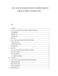 2025-2030綜合醫(yī)院醫(yī)療服務(wù)行業(yè)系統(tǒng)性規(guī)劃及診療服務(wù)水平提升與市場(chǎng)競(jìng)爭(zhēng)分析
