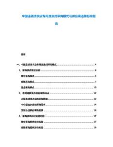 中國連鎖洗衣店專用洗滌劑采購模式與供應(yīng)商選擇標(biāo)準(zhǔn)報告