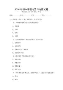2026年初中物理電流與電壓試題