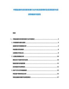 中國金融科技創(chuàng)新發(fā)展行業(yè)市場深度調研及投資前景與投資策略研究報告