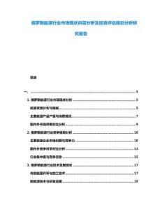 俄羅斯能源行業(yè)市場(chǎng)現(xiàn)狀供需分析及投資評(píng)估規(guī)劃分析研究報(bào)告