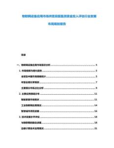 物聯(lián)網(wǎng)設(shè)備應(yīng)用市場(chǎng)供需目前監(jiān)測(cè)資金投入評(píng)估行業(yè)發(fā)展布局規(guī)劃報(bào)告