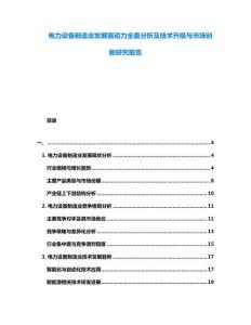 電力設(shè)備制造業(yè)發(fā)展驅(qū)動力全面分析及技術(shù)升級與市場創(chuàng)新研究報告