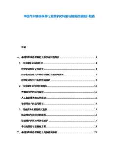 中國(guó)汽車維修保養(yǎng)行業(yè)數(shù)字化轉(zhuǎn)型與服務(wù)質(zhì)量提升報(bào)告