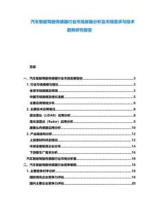 汽車(chē)智能駕駛傳感器行業(yè)市場(chǎng)發(fā)展分析及市場(chǎng)需求與技術(shù)趨勢(shì)研究報(bào)告