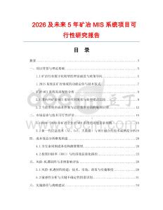 2026及未來(lái)5年礦冶MIS系統(tǒng)項(xiàng)目可行性研究報(bào)告