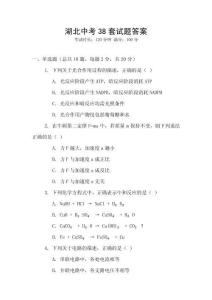 湖北中考38套試題答案
