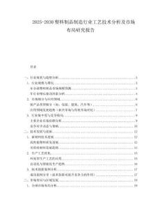 2025-2030塑料制品制造行業(yè)工藝技術(shù)分析及市場(chǎng)布局研究報(bào)告
