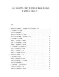 2025-2030塑料機(jī)械行業(yè)塑料加工設(shè)備鏈條市場供需發(fā)展現(xiàn)狀分析文檔