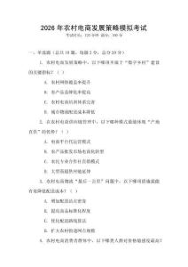 2026年農(nóng)村電商發(fā)展策略模擬考試
