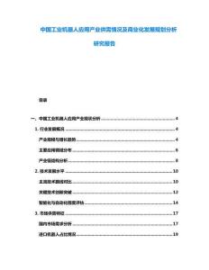 中國工業(yè)機器人應用產(chǎn)業(yè)供需情況及商業(yè)化發(fā)展規(guī)劃分析研究報告