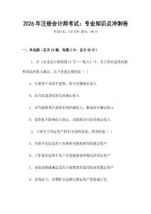 2026年注冊會計師考試：專業知識點沖刺卷