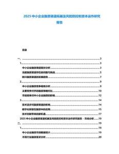 2025中小企業(yè)融資渠道拓展及風(fēng)險(xiǎn)防控和資本運(yùn)作研究報(bào)告