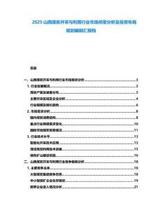 2025山西煤炭開采與利用行業(yè)市場(chǎng)供需分析及投資布局規(guī)劃編制匯報(bào)檔