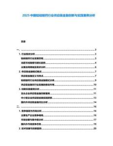 2025中國鋁硅酸鈣行業(yè)供應(yīng)鏈金融創(chuàng)新與實(shí)踐案例分析
