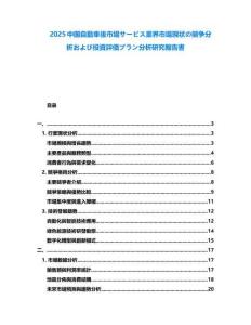 2025中國(guó)自動(dòng)車(chē)後市場(chǎng)サービス業(yè)界市場(chǎng)現(xiàn)狀の競(jìng)爭(zhēng)分析および投資評(píng)価プラン分析研究報(bào)告書(shū)