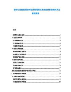 鋼鐵行業智能制造轉型升級周期成本效益分析投資解決方案提案集