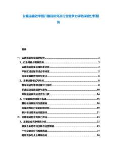 公路運(yùn)輸效率提升路徑研究及行業(yè)競爭力評(píng)估深度分析報(bào)告