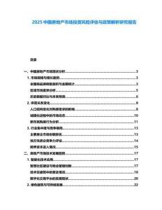 2025中國房地產(chǎn)市場投資風(fēng)險評估與政策解析研究報告