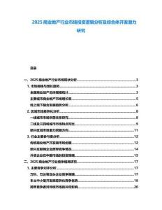 2025商業(yè)地產(chǎn)行業(yè)市場(chǎng)投資邏輯分析及綜合體開(kāi)發(fā)潛力研究