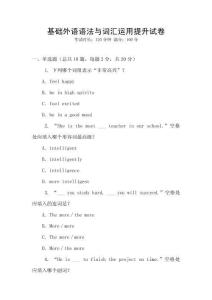 基礎外語語法與詞匯運用提升試卷