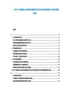 2025中国海上风电安装船队扩容与深远海施工技术储备报告