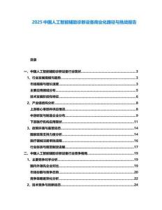 2025中國人工智能輔助診斷設(shè)備商業(yè)化路徑與挑戰(zhàn)報告