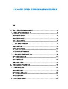 2025中國工業(yè)機器人應用領(lǐng)域拓展與智能制造協(xié)同發(fā)展