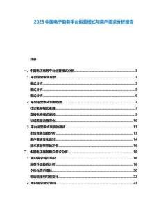 2025中國電子商務(wù)平臺運營模式與用戶需求分析報告