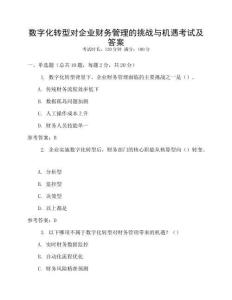 數(shù)字化轉(zhuǎn)型對(duì)企業(yè)財(cái)務(wù)管理的挑戰(zhàn)與機(jī)遇考試及答案