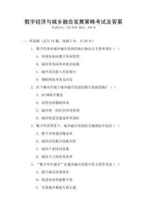 數字經濟與城鄉融合發展策略考試及答案