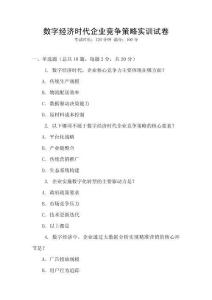 數字經濟時代企業競爭策略實訓試卷