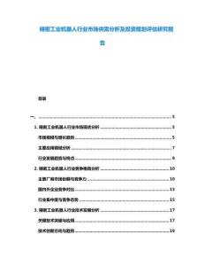 精密工業(yè)機(jī)器人行業(yè)市場(chǎng)供需分析及投資規(guī)劃評(píng)估研究報(bào)告