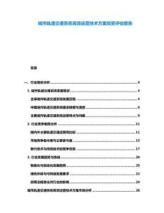 城市軌道交通系統(tǒng)高效運(yùn)營技術(shù)方案投資評估報(bào)告