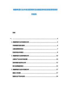 精釀啤酒行業(yè)市場(chǎng)深度調(diào)研及發(fā)展趨勢(shì)和投資前景預(yù)測(cè)研究報(bào)告