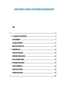 藍(lán)海市場的工業(yè)機(jī)器人技術(shù)研究現(xiàn)狀與發(fā)展?jié)摿?bào)告