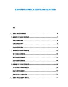 金融科技行業(yè)創(chuàng)新模式與監(jiān)管環(huán)境變化深度研究報告