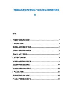 中國固態(tài)電池技術(shù)研發(fā)現(xiàn)狀產(chǎn)業(yè)化進度及市場前景預測報告