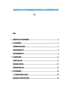 金融科技行業(yè)市場發(fā)展趨勢及投資機會與投資策略研究報告