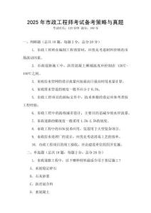 2025年市政工程師考試備考策略與真題