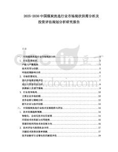 2025-2030中國煤炭洗選行業(yè)市場現(xiàn)狀供需分析及投資評估規(guī)劃分析研究報告