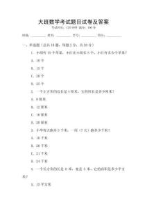 大班數(shù)學(xué)考試題目試卷及答案
