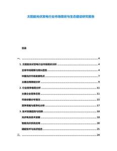 太陽能光伏發(fā)電行業(yè)市場現(xiàn)狀與生態(tài)建設(shè)研究報告