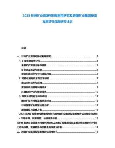 2025非洲礦業資源可持續利用研究及跨國礦業集團投資發展評估深度研究計劃