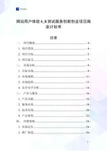 網站用戶體驗A_B測試服務創新創業項目商業計劃書