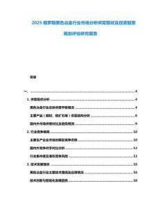 2025俄羅斯黑色冶金行業(yè)市場(chǎng)分析供需現(xiàn)狀及投資前景規(guī)劃評(píng)估研究報(bào)告